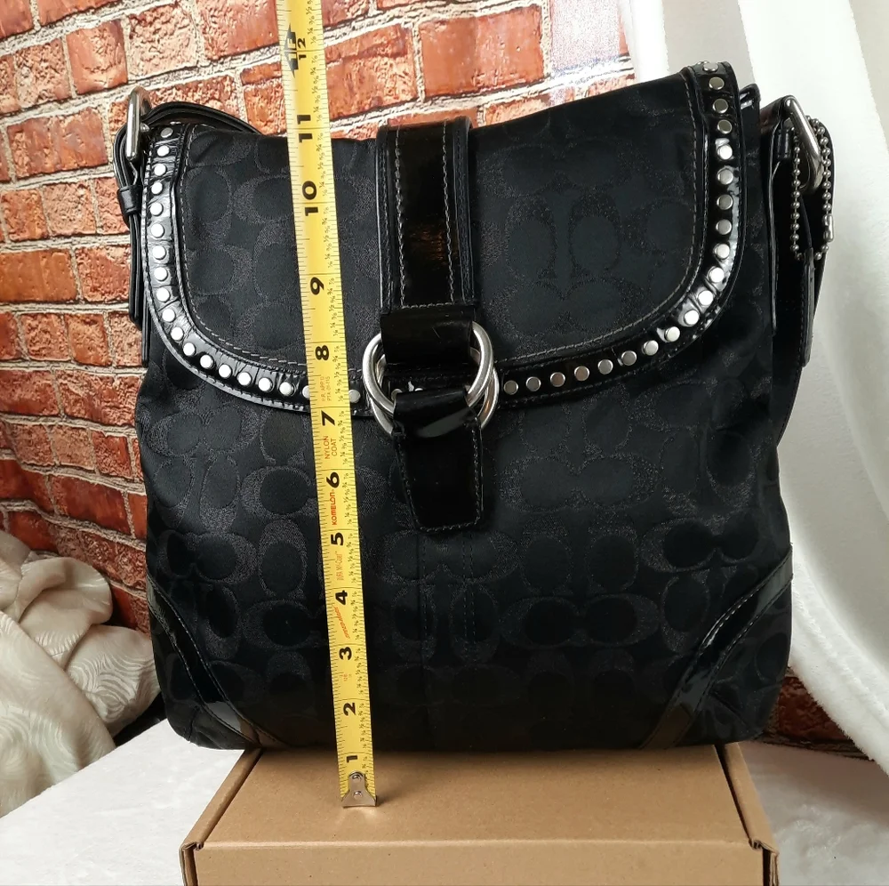 Coach Black Signature Studded Shoulder Bag